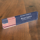 Vintage US Flagge - amerikanische Flagge Namensplakette (Seite)