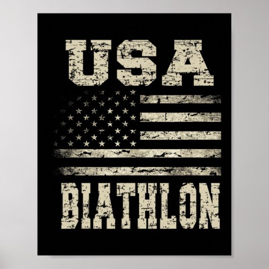 Vintage US-Flagge Biathlon Poster (Vorne)