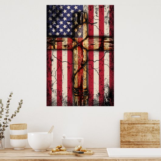 Vintage US-Flagge Christlich Poster (Küche)