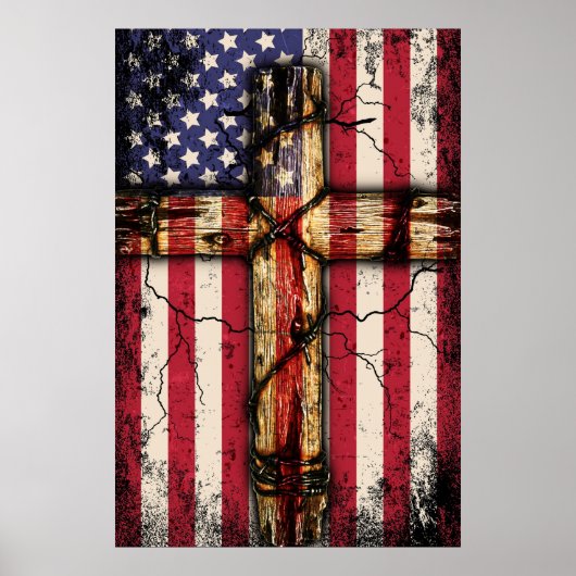 Vintage US-Flagge Christlich Poster (Vorne)