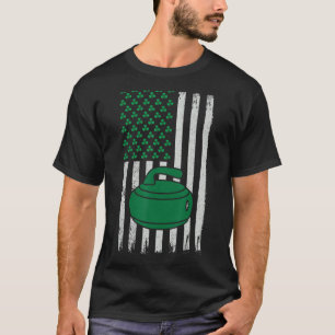 Vintage US-Flagge Curling Kleeblatt Sports St Patr T-Shirt