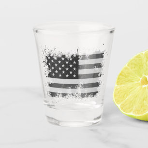 Vintage US-Flagge gestört 4. Juli Patriotic Schnapsglas