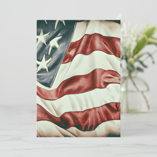 Vintage US-Flagge Grafik Dankeskarte (Stehend Vorderseite)