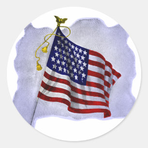 Vintage US-Flagge in patriotischen Farben Runder Aufkleber