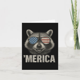 Vintage US-Flagge Merica Racoon 4. Juli Funny Pa Karte