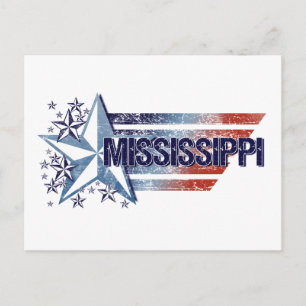 Vintage US-Flagge mit Star - Mississippi Postkarte