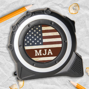 Vintage US-Flagge Personalisiert 3 Monogram Patrio Maßband