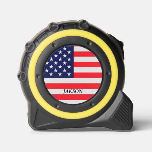 Vintage US-Flagge Personalisiert Monogram Patrioti Maßband (Vorderseite)