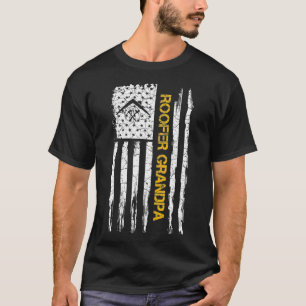 Vintage US-Flagge Roofer Grandpa Dachdecker Silhou T-Shirt