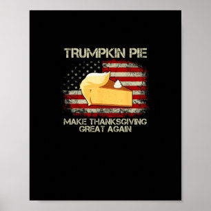 Vintage US-Flagge Trumpkin Pie Erntedank Gr Poster