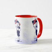 Vintage US-Flagge und Feuerwerkskörper Patriotisch Tasse (VorderseiteRechts)
