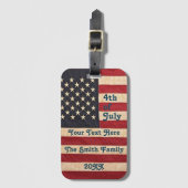 Vintage US Flagge unter amerikanischer Flagge Gepäckanhänger (Vorderseite Vertikal)