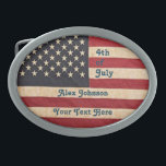 Vintage US Flagge unter amerikanischer Flagge Ovale Gürtelschnalle<br><div class="desc">Vintage US Flagge - Muster der amerikanischen Flagge</div>