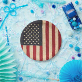 Vintage US Flagge unter amerikanischer Flagge Pappteller (Party)