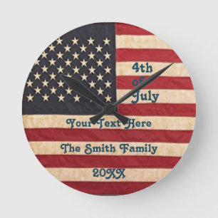 Vintage US Flagge unter amerikanischer Flagge Runde Wanduhr