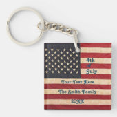 Vintage US Flagge unter amerikanischer Flagge Schlüsselanhänger (Vorderseite)