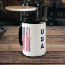 Vintage US-Flagge (Vertikal) / Tasse für Blauen Te