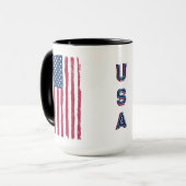 Vintage US-Flagge (Vertikal) / Tasse für Blauen Te (Vorderseite Links)