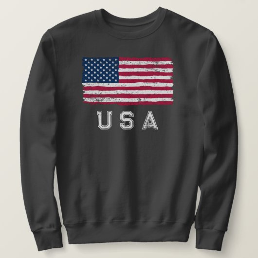Vintage US-Flagge (weißer Text) Sweatshirt (Design vorne)