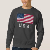 Vintage US-Flagge (weißer Text) Sweatshirt (Vorderseite)