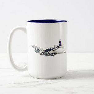 Vintage US-Flugzeug aus dem Zweiten Weltkrieg Zweifarbige Tasse