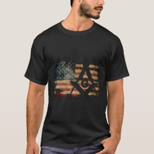 Vintage US Mason Flag Square Compass Masonic Shrin T-Shirt