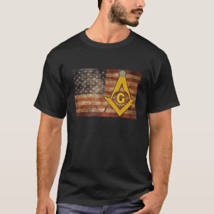 Vintage US-Masons Flag Gold Square und Compass 4. T-Shirt