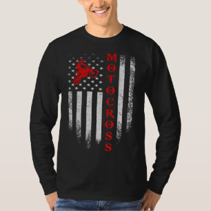 Vintage US Motorcross Dirt Bike American Flag Pat T-Shirt