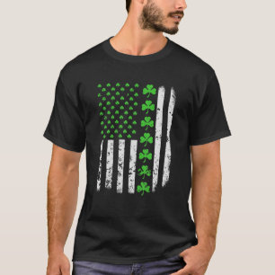 Vintage US-N-Flagge, grünes Kleeblatt T-Shirt