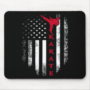 Vintage US Red White Karate American Flag Cool Mousepad