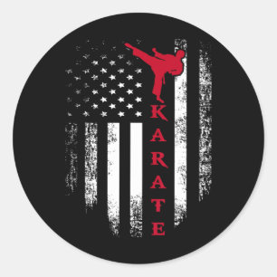 Vintage US Red White Karate American Flag Cool Runder Aufkleber