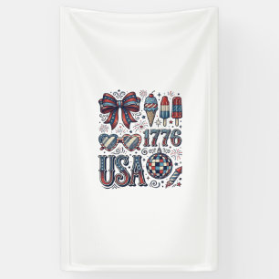 Vintage USA 1776 Patriotisches Sommer-Shirt Design Banner
