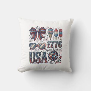 Vintage USA 1776 Patriotisches Sommer-Shirt Design Kissen