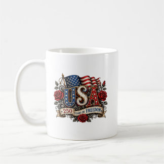 Vintage USA 250 Jahre Freiheit Amerikanische Flagg Kaffeetasse
