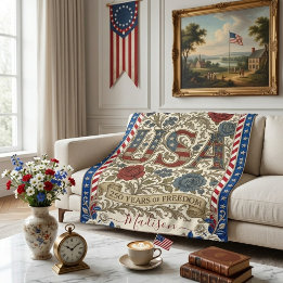 Vintage USA 250 Jahre Freiheit viktorianischer Gar Fleecedecke