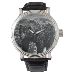 Vintage USA Alaska Braunbär Armbanduhr