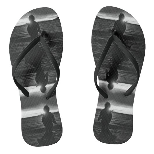 Vintage USA Alaska eskimo Jäger Sonnenuntergang Badesandalen (Fußbett)