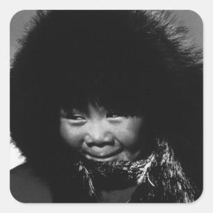 Vintage USA Alaska Eskimo-Kind 1970 Quadratischer Aufkleber