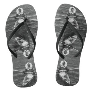 Vintage USA Alaska eskimo und sein Kajak Badesandalen