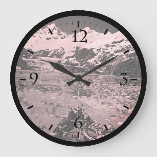 Vintage USA Alaska Gletscherbucht Nationaldenkmal  Große Wanduhr (Vorderseite)