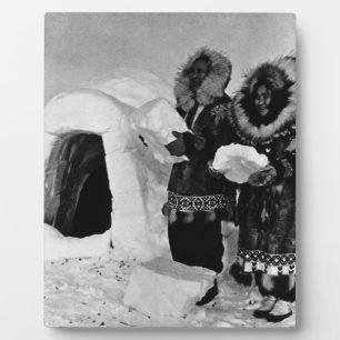 Vintage USA Alaska Iglu-Erbauer 1970 Fotoplatte