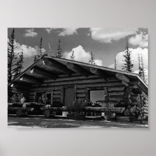 Vintage USA Alaska Moderne alaskische Blockhütte Poster