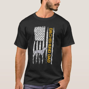 Vintage USA American Flag Dackel Dog Vater Dackel T-Shirt
