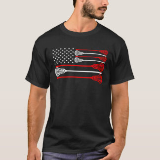 Vintage USA American Flag Lacrosse Player Lover Pa T-Shirt