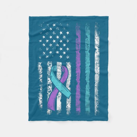 Vintage Usa American Flag Suicide Prevention Aware Fleecedecke (Vorderseite)