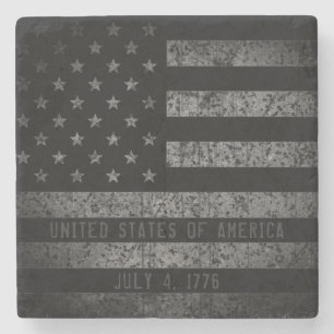 Vintage USA Amerikanische Flagge abgenutzt Text Steinuntersetzer
