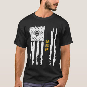 Vintage-USA-Amerikanische-Flagge-Biene-Imker-Silho T-Shirt