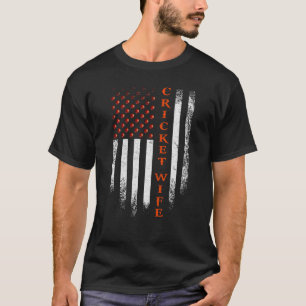 Vintage-USA-Amerikanische-Flagge-Cricket-Ehefrau-P T-Shirt