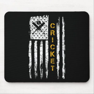 Vintage-USA-Amerikanische-Flagge-Cricket-Spieler-S Mousepad