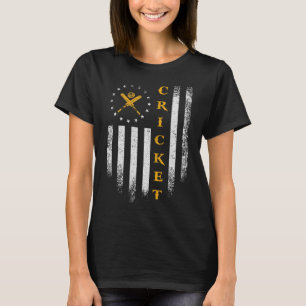 Vintage-USA-Amerikanische-Flagge-Cricket-Spieler-T T-Shirt